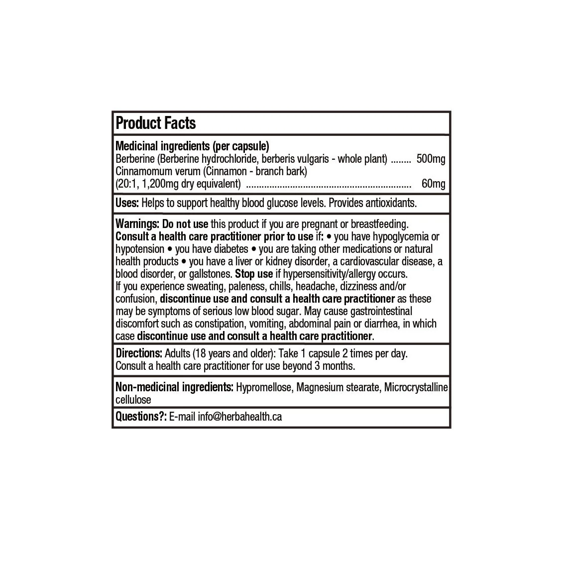Berberine Supplement with Ceylon Cinnamon – 120 Capsules | Berberine 1000mg (per serving) | Made in Canada - Image 3
